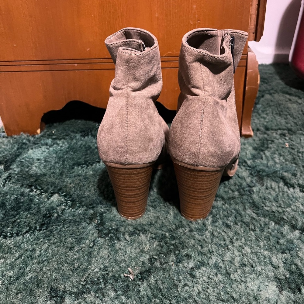 JustFab Taupe Heeled Ankle Boots - Picture 3 of 5